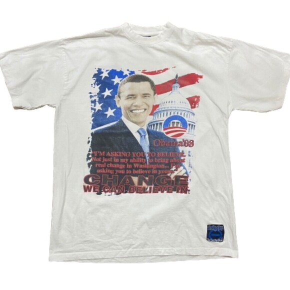 Barack Obama 2008 Change Statement Quote President White T-Shirt Size 3XL - Picture 1 of 8